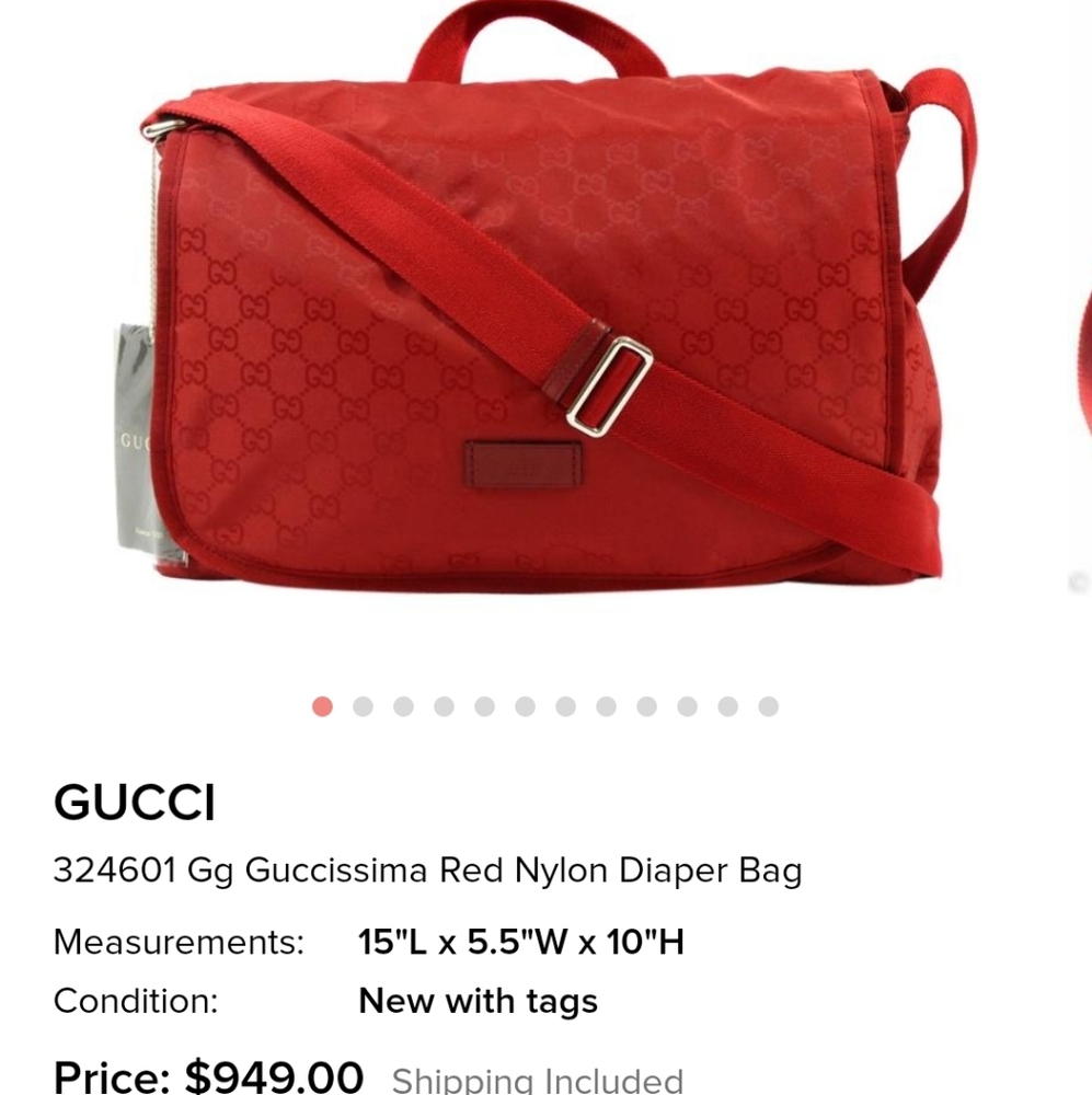Guccissima Red Nylon Diaper Bag